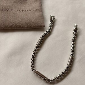 David Yurman Men’s Box Chain Bracelet with Bar Link Accents – 925 Silver